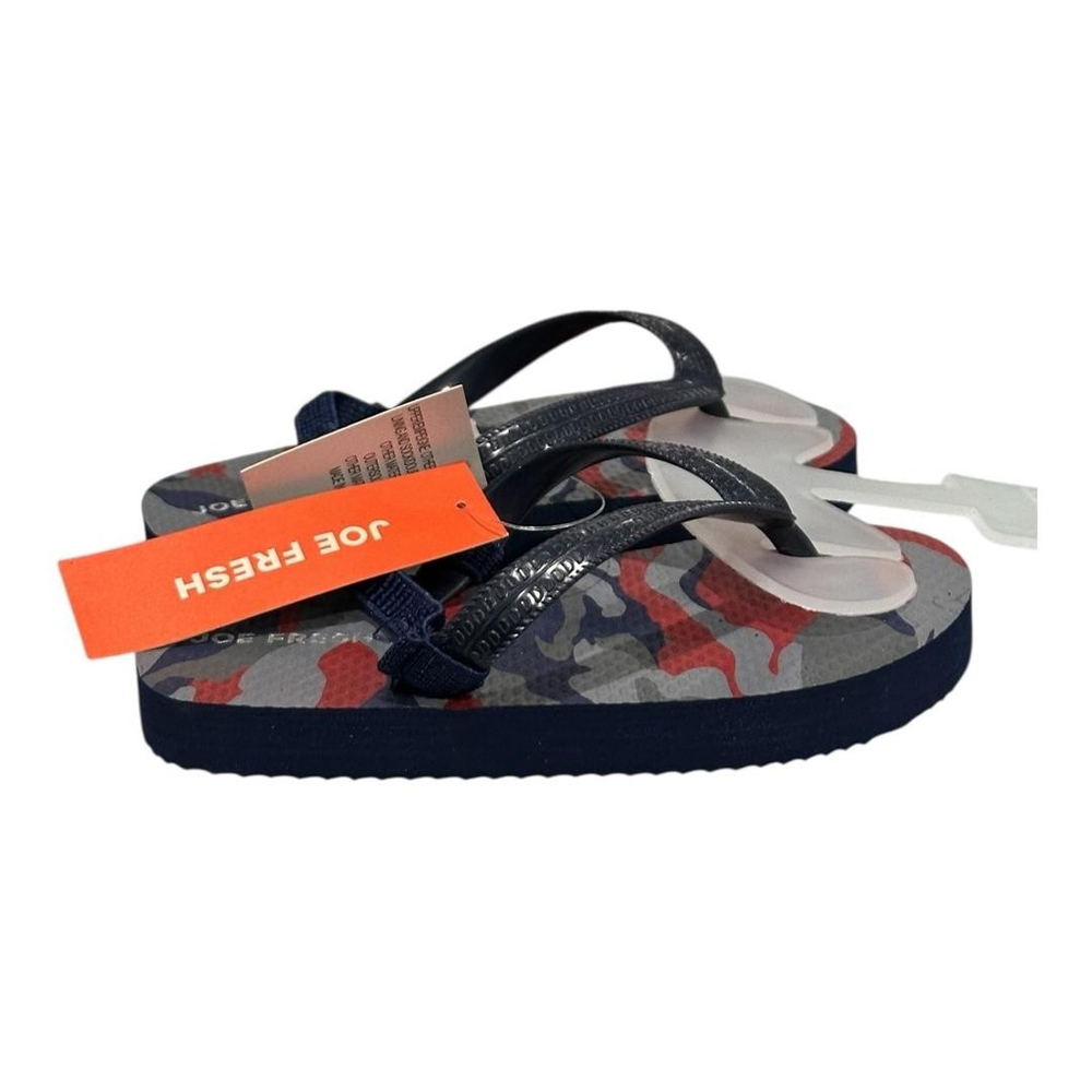 Joe Fresh Flip Flop Sandals Unisex Kids Size 8 Blue Camo Back Strap Beach Shoes